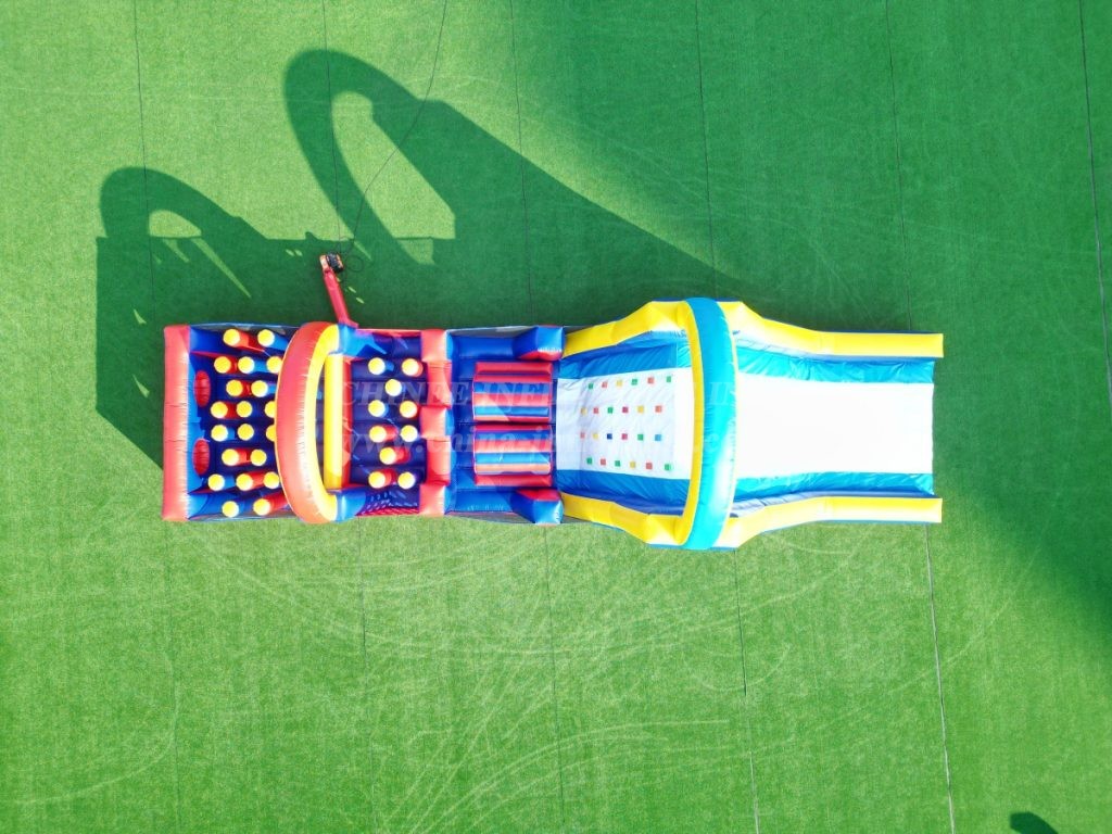 T7-519 Inflatable Obstacle Course with Climbing Wall & Slide