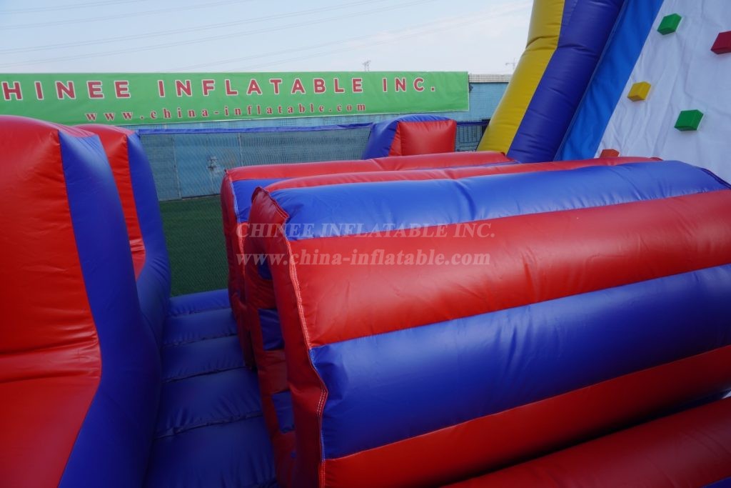 T7-519 Inflatable Obstacle Course with Climbing Wall & Slide