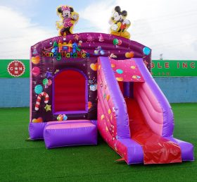 T2-1884B Disney Mickey And Minnie Inflatable Bouncer Jumping With Slide