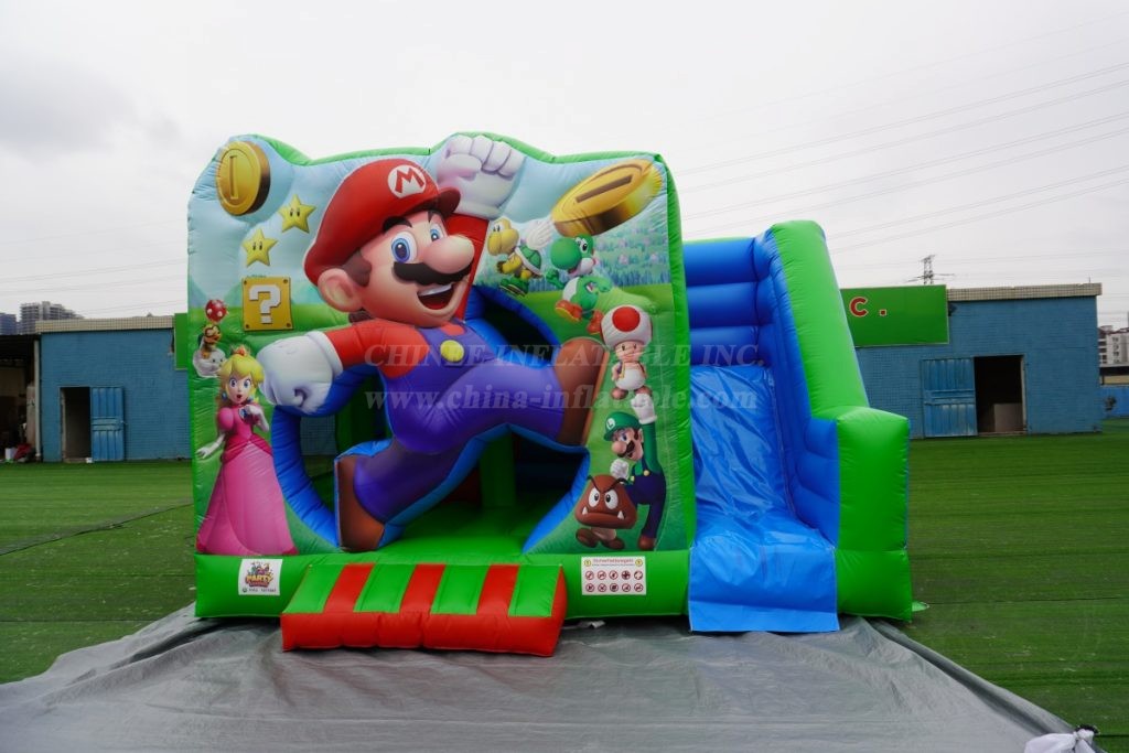 T2-4200C Super Mario Theme Bouncy Castle With Slide