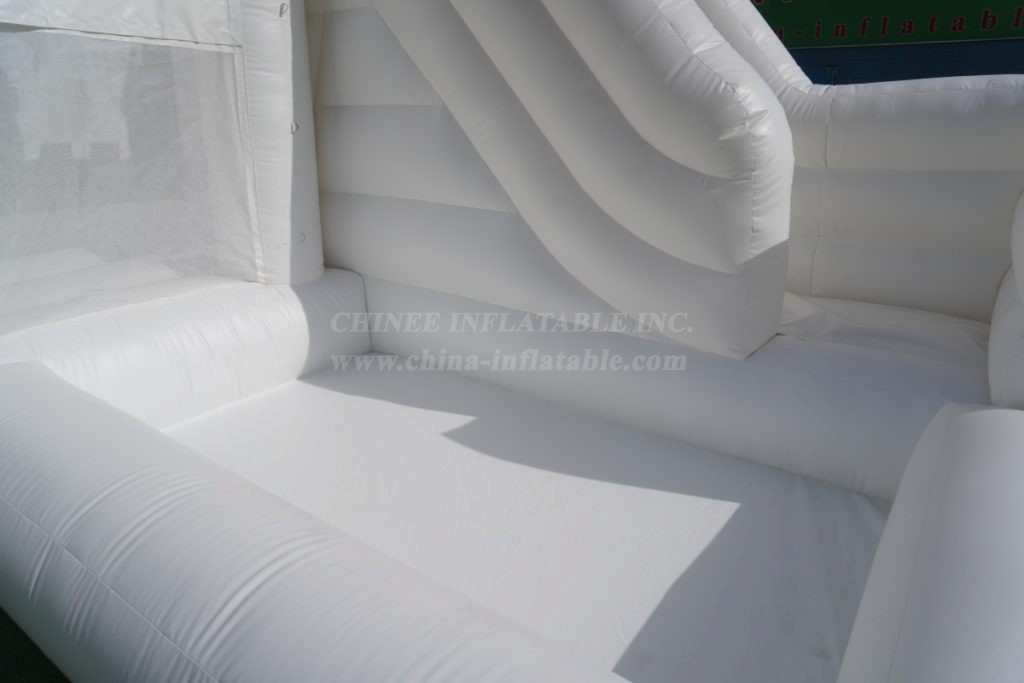 T2-8113 Pure White Inflatable Wedding Castle & Slide