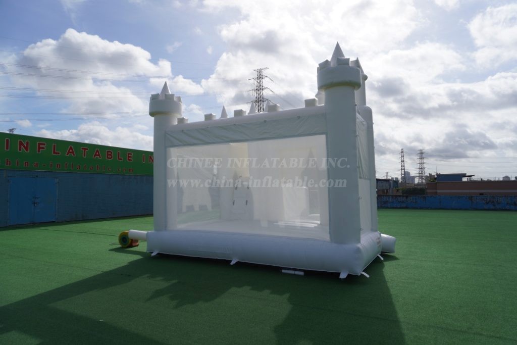 T2-8113 Pure White Inflatable Wedding Castle & Slide