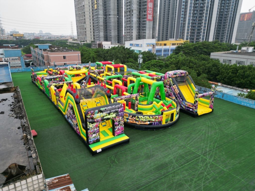 T7-1814B Graffiti Themed Inflatable Obstacle Course