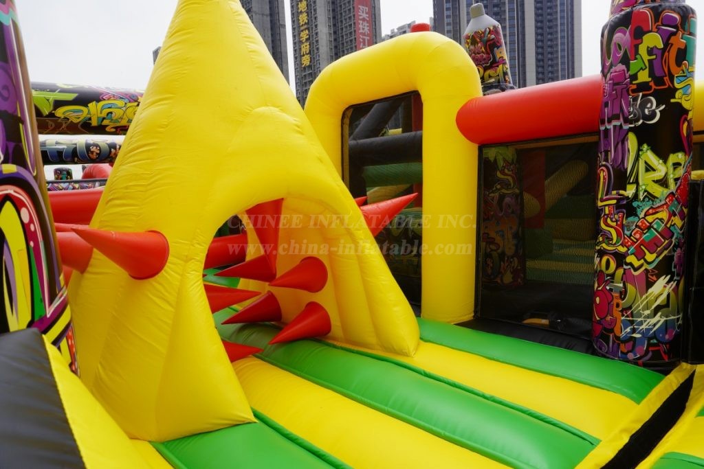 T7-1814B Graffiti Themed Inflatable Obstacle Course