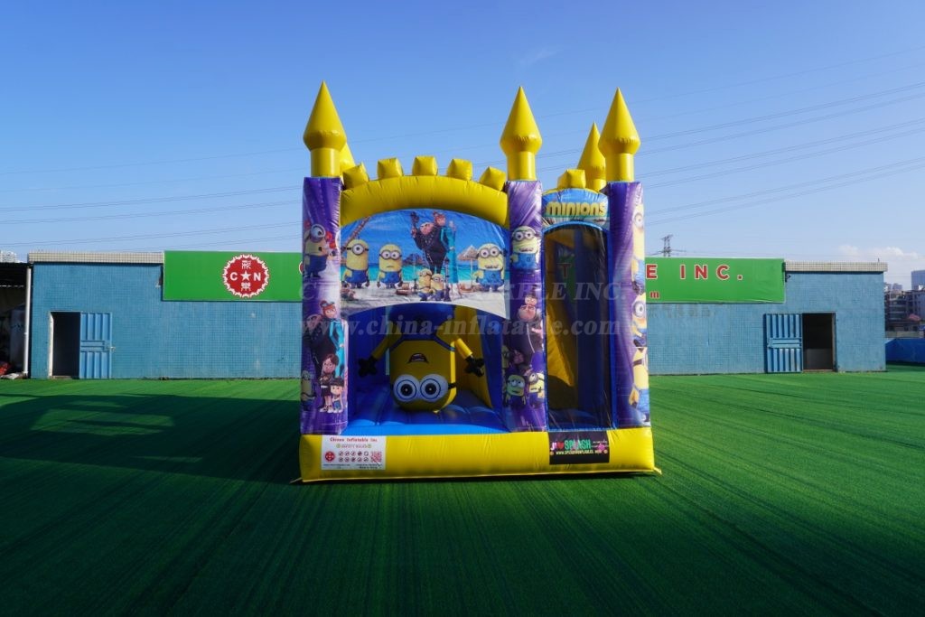 T5-1002H Minion theme inflatable castle with slide