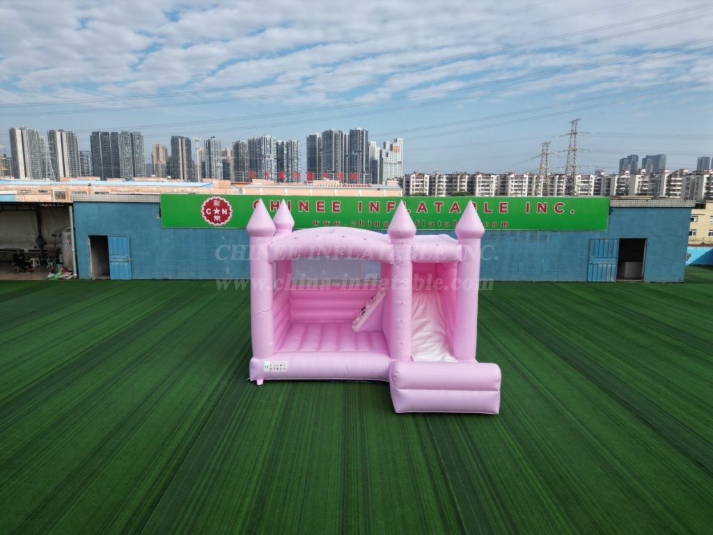 T2-3530B Pink Wedding Bouncy Castle With Slide