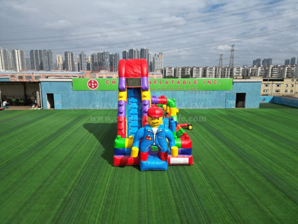 T2-4960A Inflatable LEGO Block Slide with Play Area