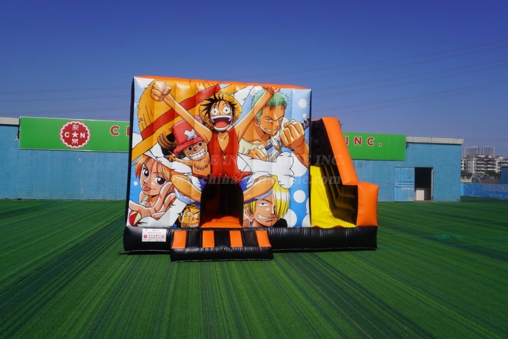 T2-4200E One Piece theme bouncy castle & slide