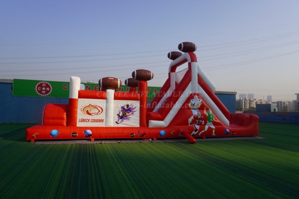 T7-404B Rugby themed inflatable obstacle course