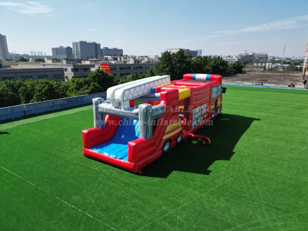 T7-3619 Firetruck Inflatable Obstacle Courses