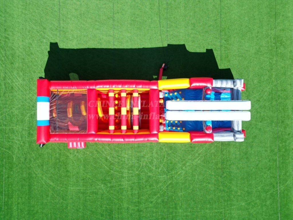 T7-3619 Firetruck Inflatable Obstacle Courses