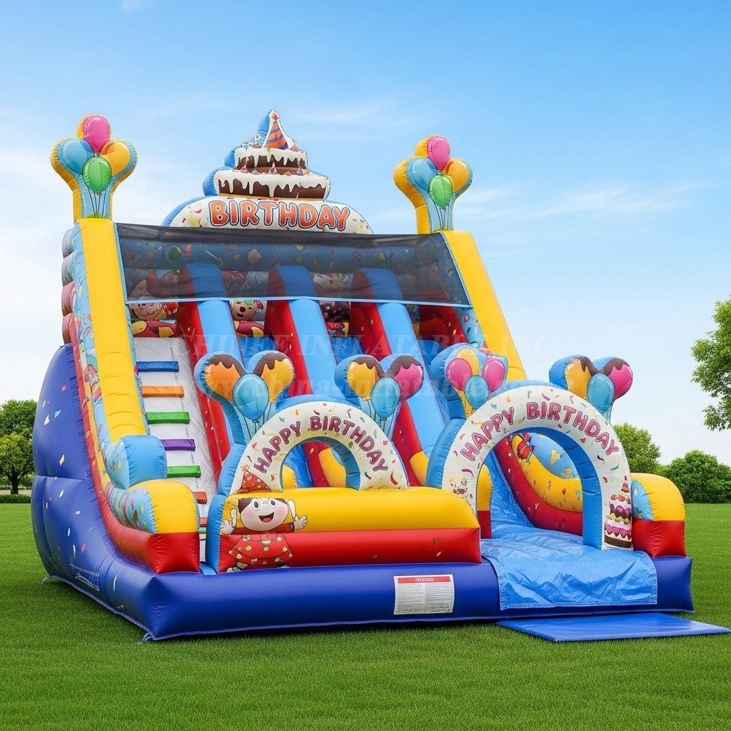 T8-8111 Birthdays Theme Inflatable Dry Slide