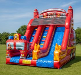 T8-8173 Firetruck Theme Inflatable Dry Slide