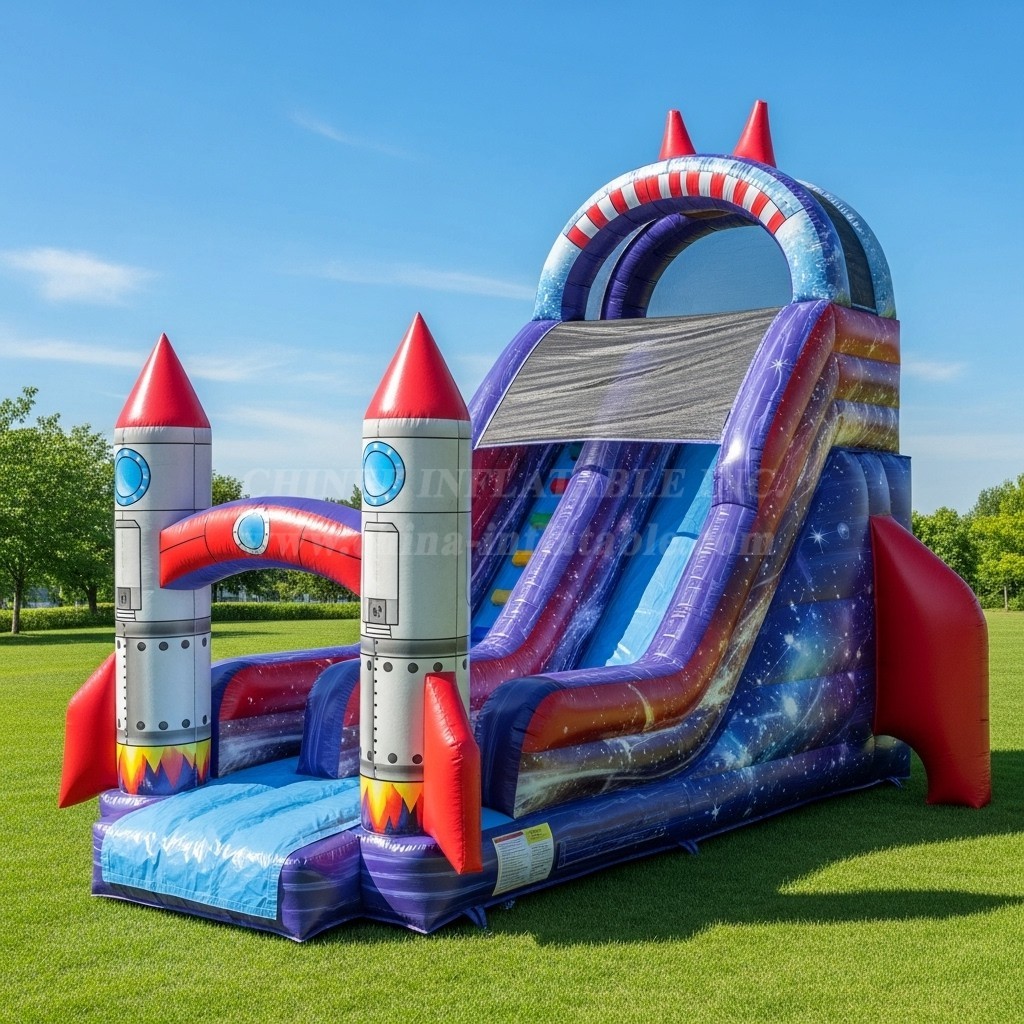 T8-8286 Rocket Theme Inflatable Dry Slide