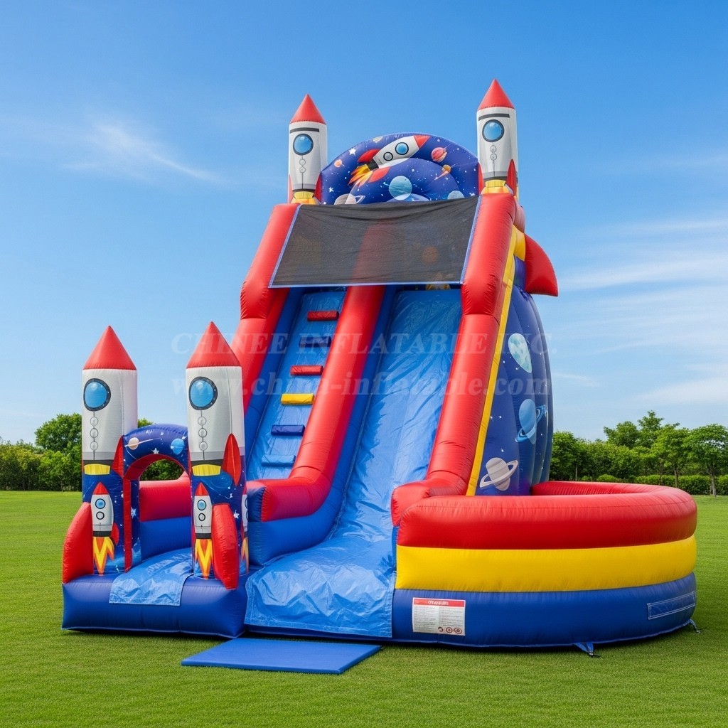 T8-8287 Rocket Theme Inflatable Dry Slide