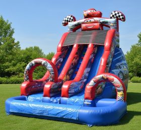 T8-8423 Cars Theme Inflatable Water Slide