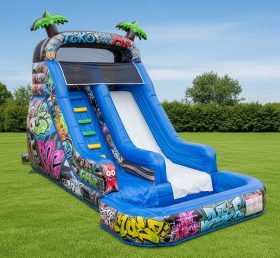 T8-8457 Graffiti Theme Inflatable Water Slide