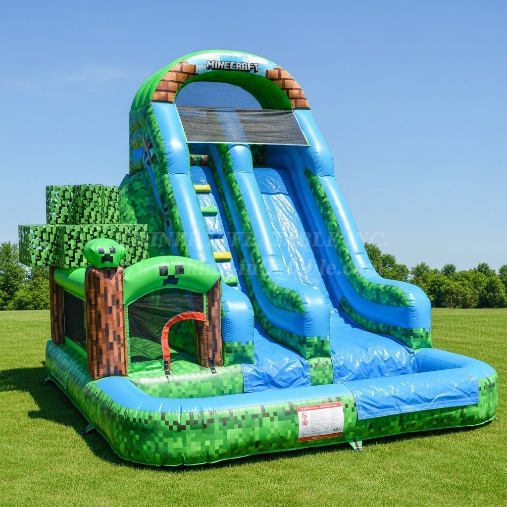 T8-8486 Minecraft Theme Inflatable Water Slide