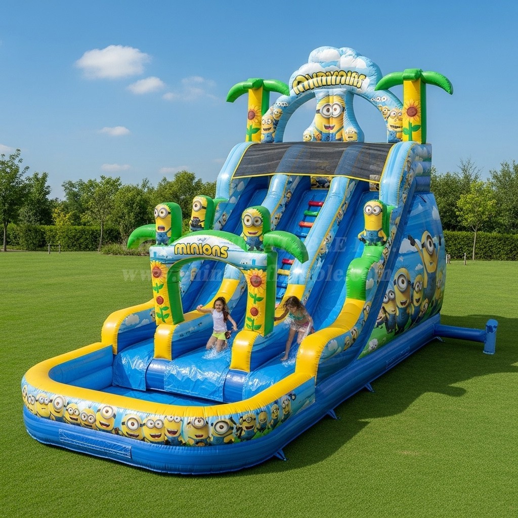 T8-8648 Minions Theme Inflatable Water Slide