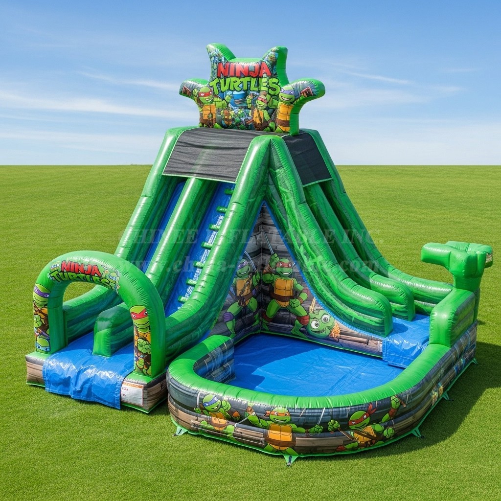 T8-8668 Ninja Turtles Theme Inflatable Water Slide