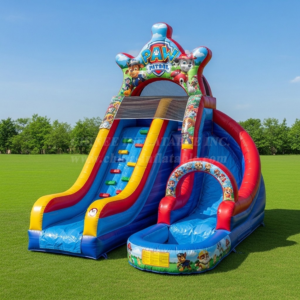 T8-8504 Paw Patrol Theme Inflatable Water Slide