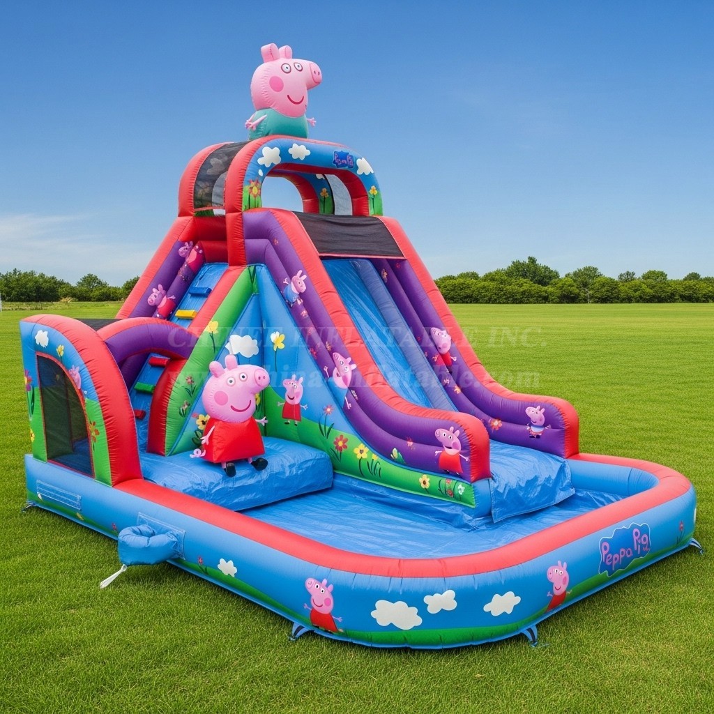 T8-8679 Peppa Pig Theme Inflatable Water Slide