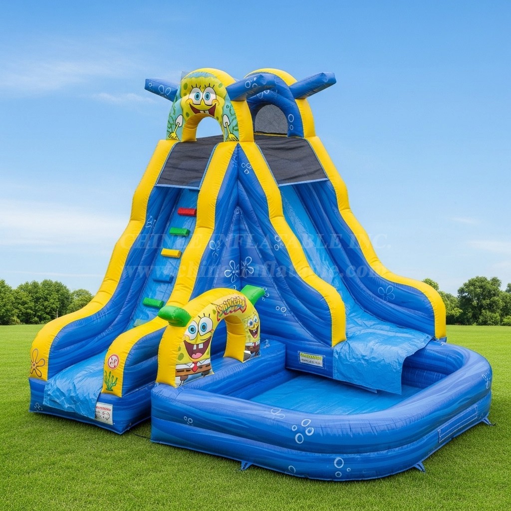 T8-8544 Spongebob Theme Inflatable Water Slide