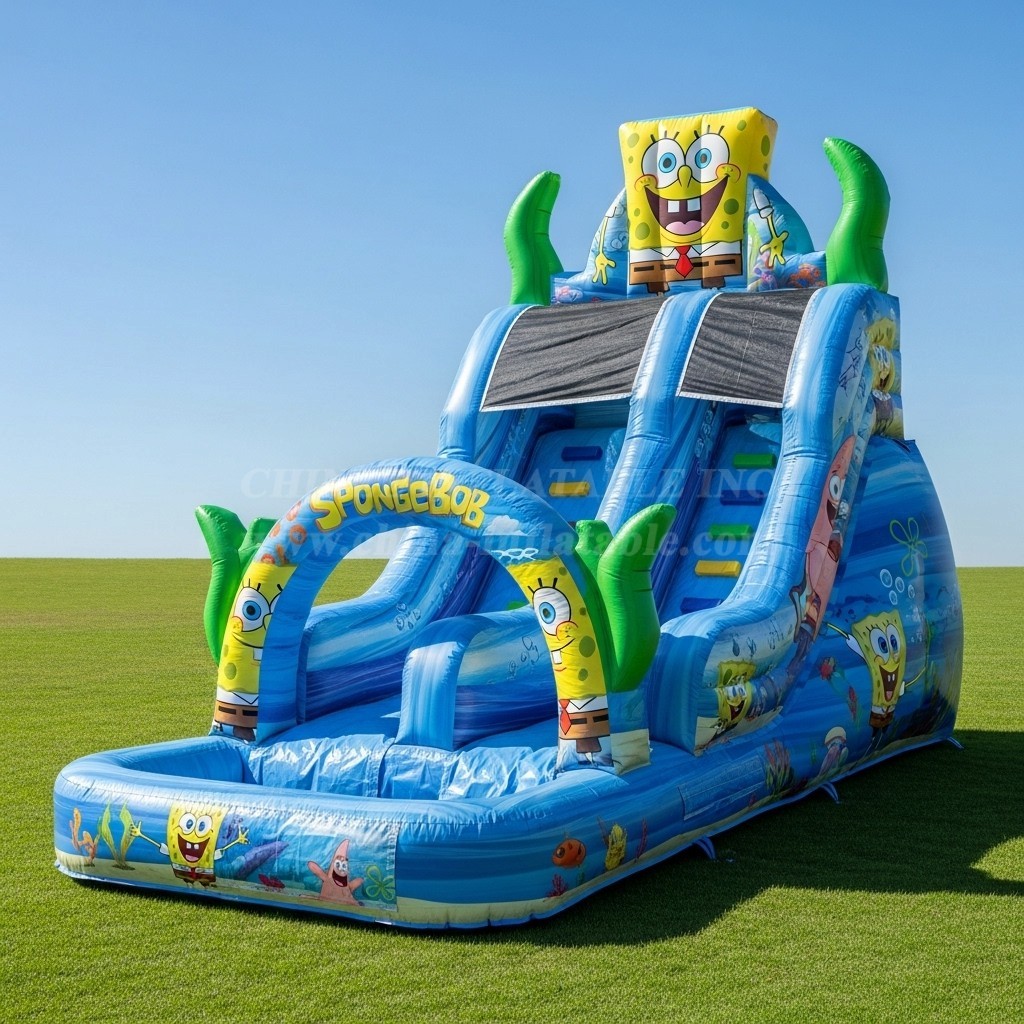 T8-8704 Spongebob Theme Inflatable Water Slide