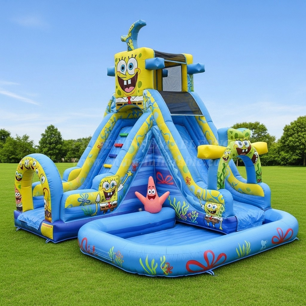 T8-8706 Spongebob Theme Inflatable Water Slide