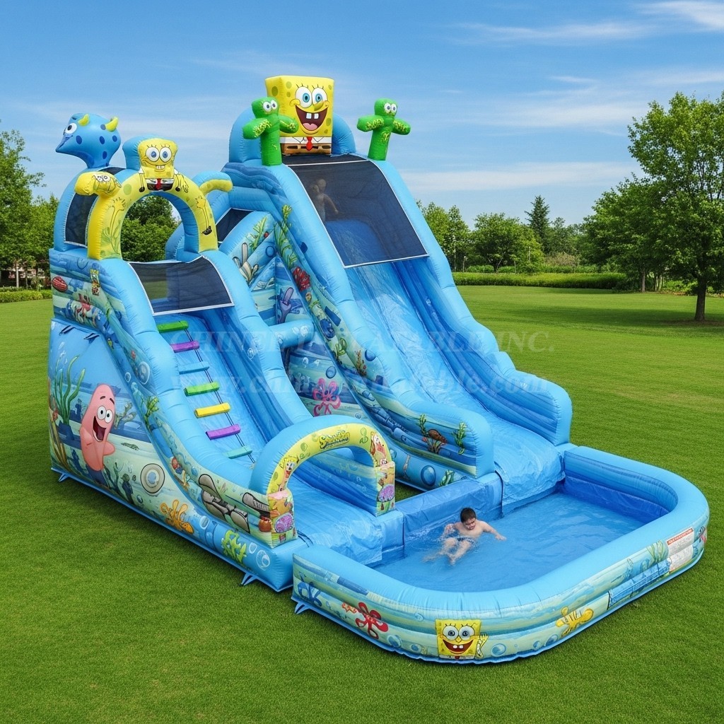 T8-8707 Spongebob Theme Inflatable Water Slide