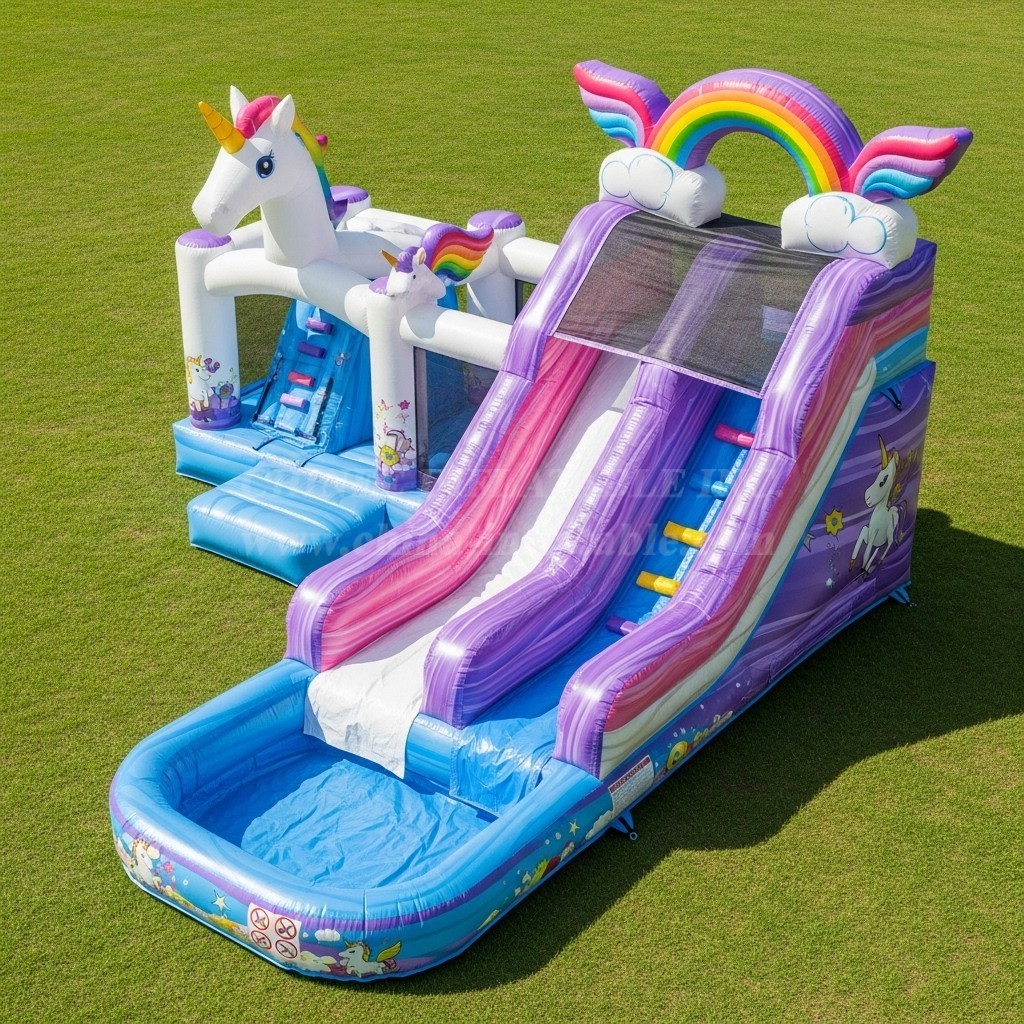 T8-8578 Unicorn Theme Inflatable Water Slide