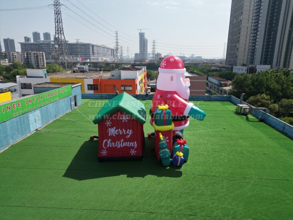 C1-401 Giant Inflatable Santa Claus with House and Gifts
