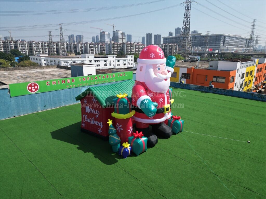 C1-401 Giant Inflatable Santa Claus with House and Gifts