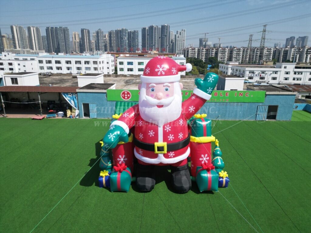 C1-401 Giant Inflatable Santa Claus with House and Gifts