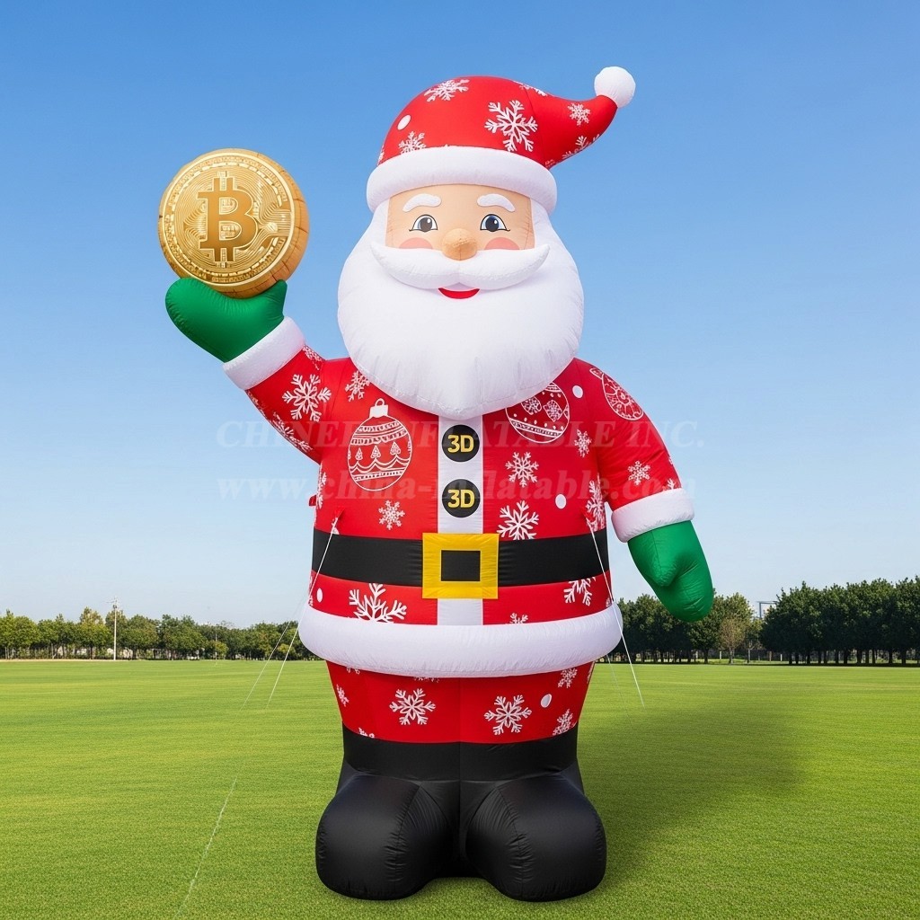 C1-514 Inflatable Santa Claus holding Bitcoin