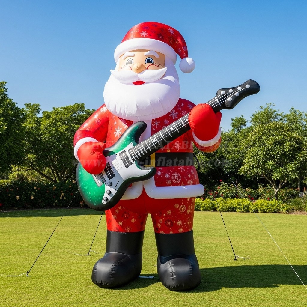C1-557 Inflatable Santa Claus holding an electric guitar