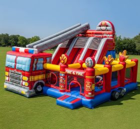 T6-6355 Firetruck Theme Inflatable Playground