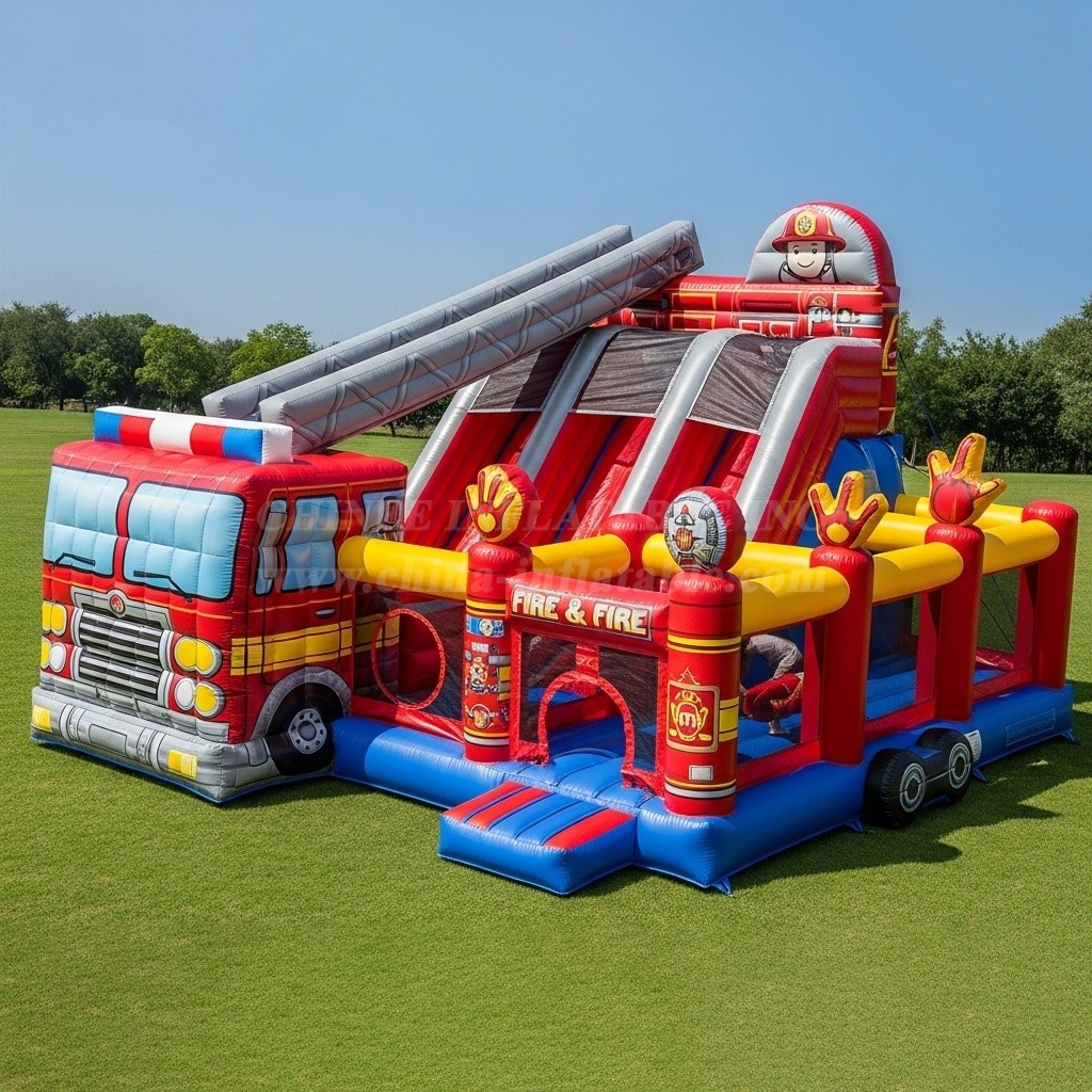 T6-6355 Firetruck Theme Inflatable Playground