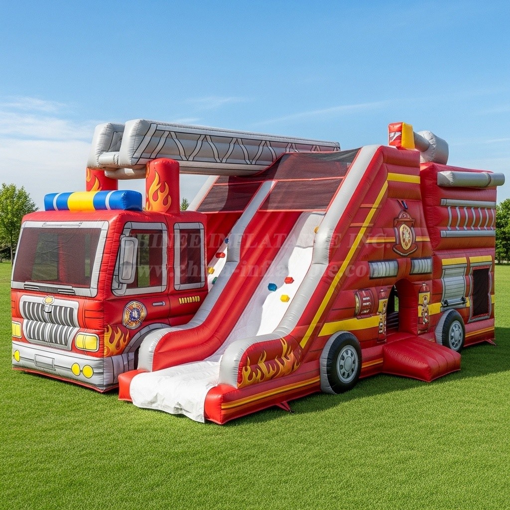T6-6358 Firetruck Theme Inflatable Playground