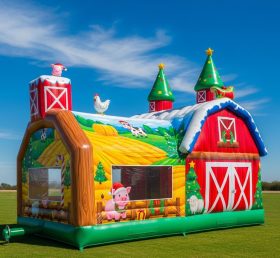 T2-8623 Farm Barn Christmas Theme Inflatable Bouncer