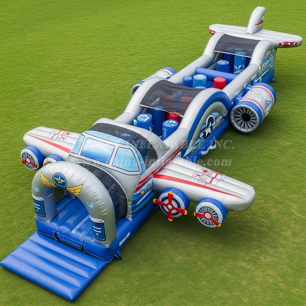 T7-3692 Airplane Theme Inflatable Obstacle Course