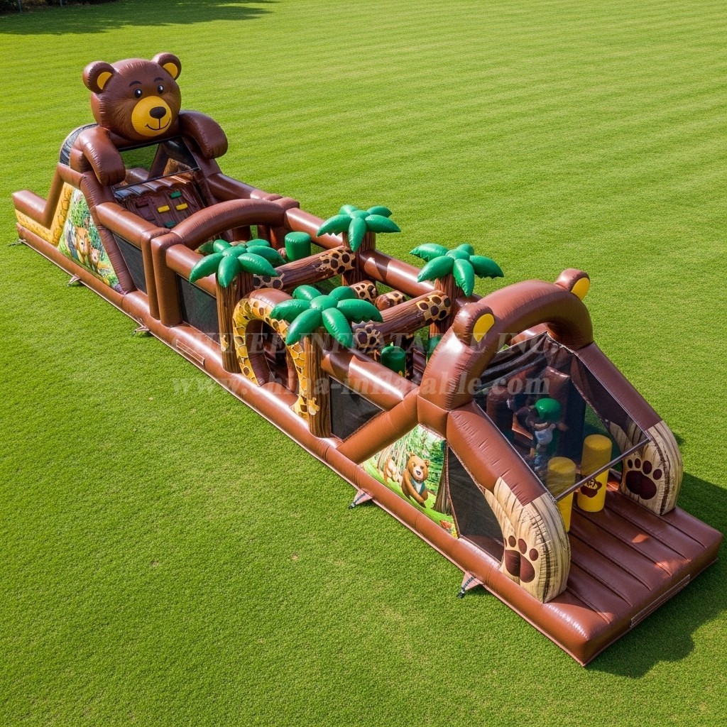T7-3707 Bear Theme Inflatable Obstacle Course