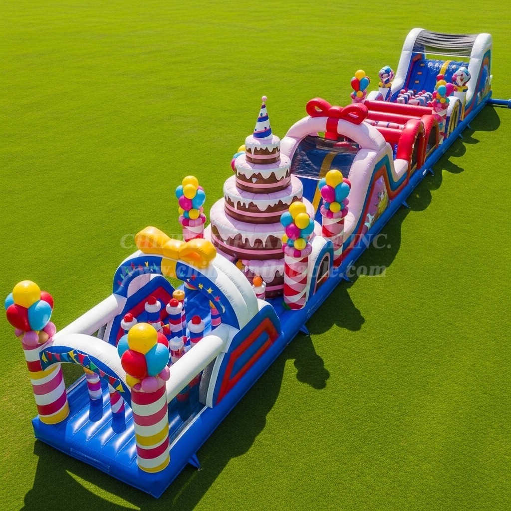 T7-3714 Birthdays Theme Inflatable Obstacle Course