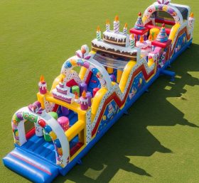 T7-3717 Birthdays Theme Inflatable Obstacle Course