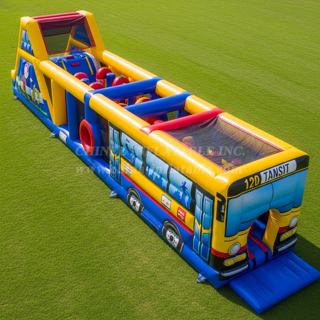 T7-3719 Bus Theme Inflatable Obstacle Course