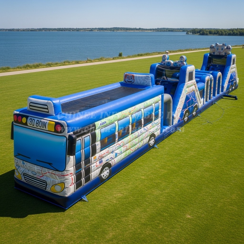 T7-3720 Bus Theme Inflatable Obstacle Course