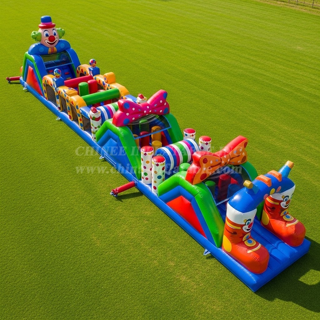 T7-3749 Clown Theme Inflatable Obstacle Course