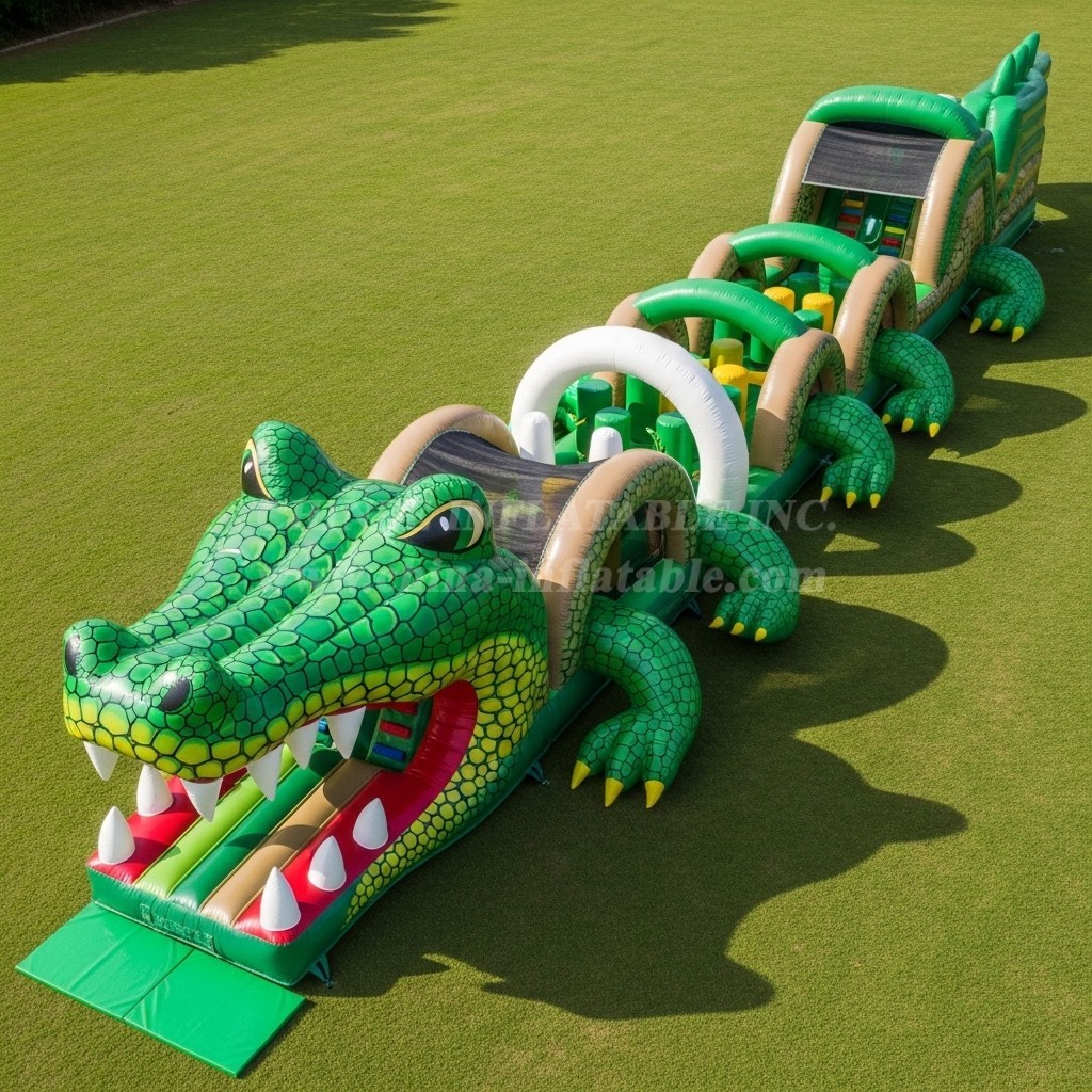 T7-3761 Crocodile Theme Inflatable Obstacle Course