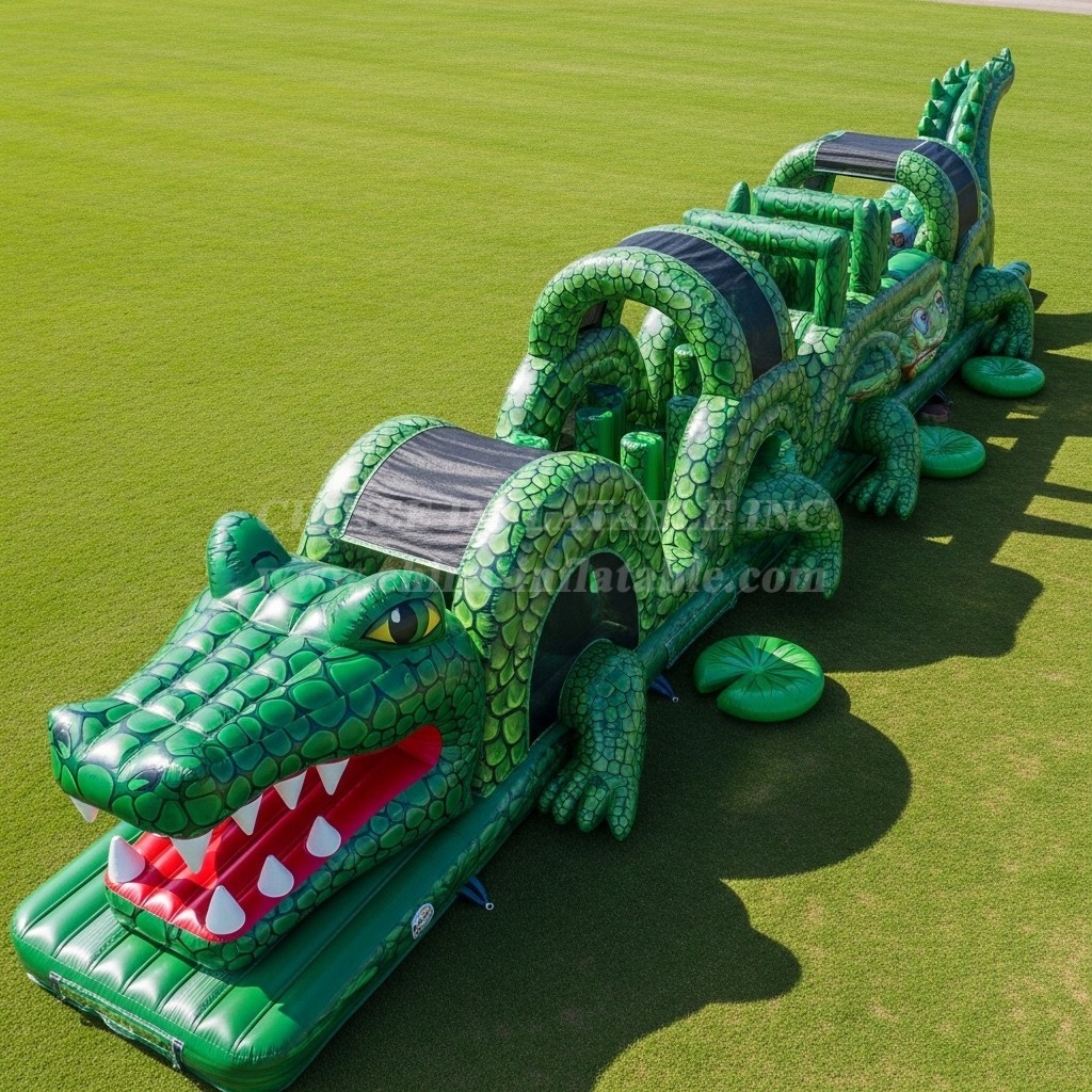 T7-3763 Crocodile Theme Inflatable Obstacle Course