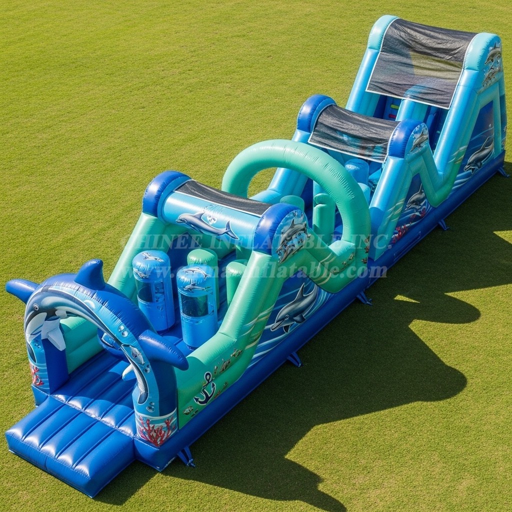 T7-3776 Dolphin Theme Inflatable Obstacle Course
